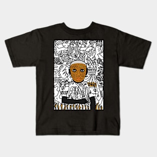 MaleMask NFT with DoodleEye Color and DarkSkin Color - Unnamed Kids T-Shirt